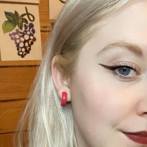 Vintage Clip On Earrings Red small Hoops